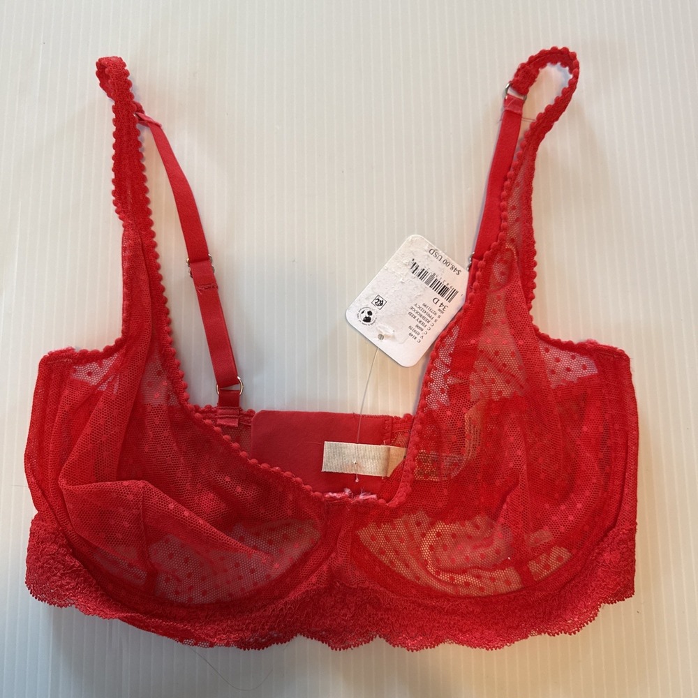 Intimately FP Mid Week Underwire Bra In Fiery Red Free People 34B FP014323CY NEW